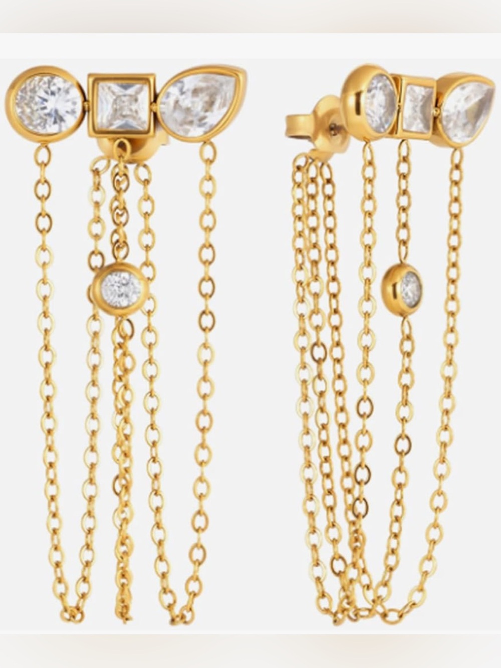 Gorgeous Upscale Neiman Marcus 18KT Gold Vermeil White topaz Dangle Earrings